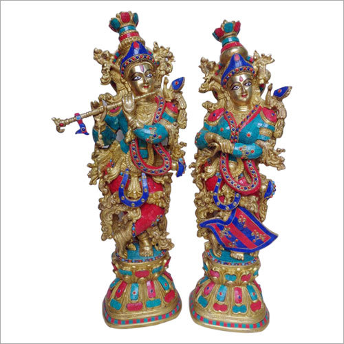 Lord Radha Krishna Brass Statue