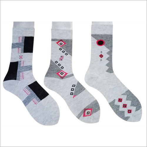 Grey Kids Printed Cotton Socks
