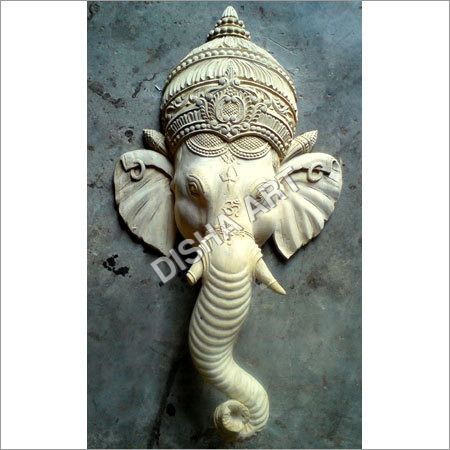 Wooden Ganesh Face Statue