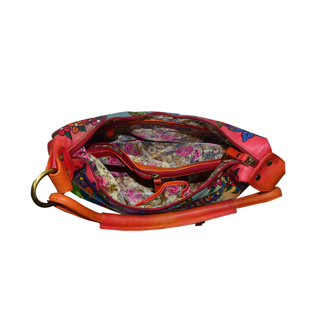 Hand Painted Colorful Leather Shoulder Bag