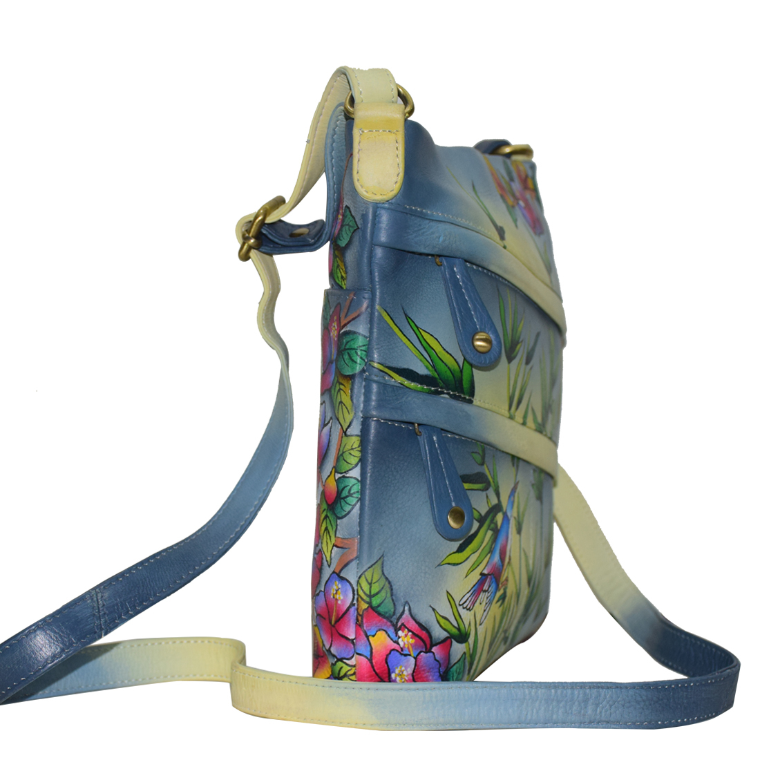 Hand Painted Leather Sling Bag Colorful