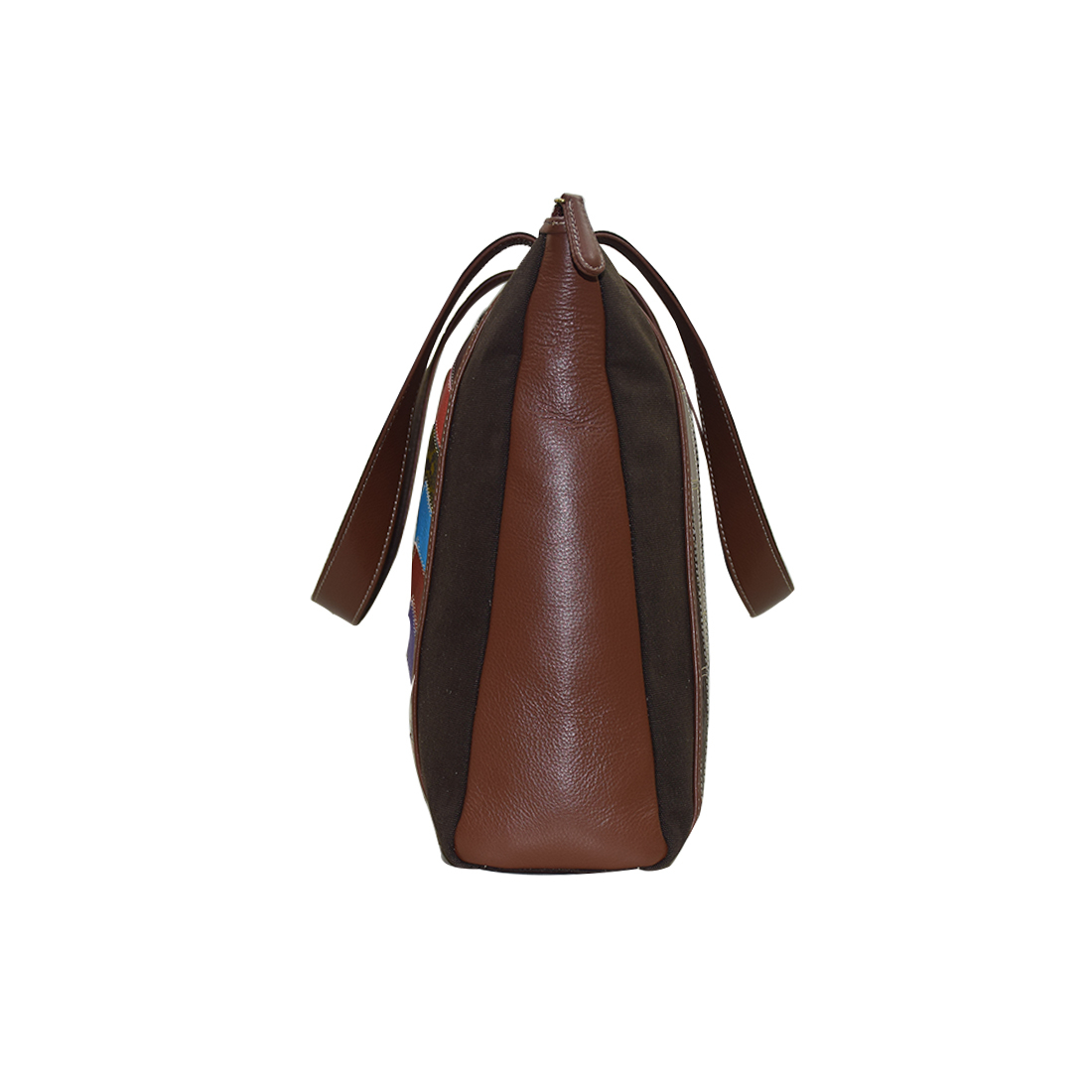Brown Canvas Leather Hand Bag