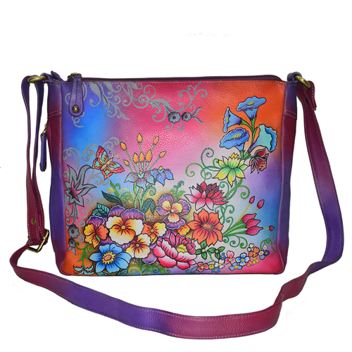 Leather Hand Painted Colorful sling Bag