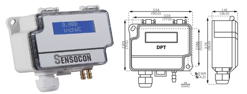 Sensocon USA Differential Pressure Transmitter Series DPT1-R8 - Range  0 - 125 Pa