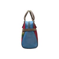 Silk Hand Held Bag with Leather Combination