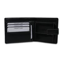Finished Leather Gents Wallet - Buff High Quality Leather, 12 X 9.5 X 1.5 Cm, Black | 7 Credit Card Slots, Coin Pocket, And Flap With Transparent Holder