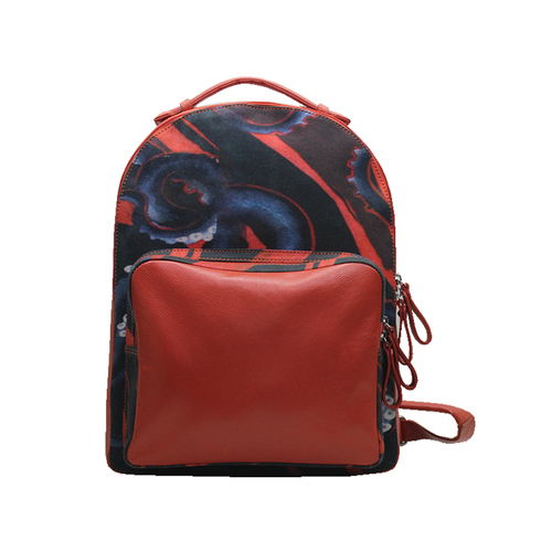 Printed Canvas Leather Backpack