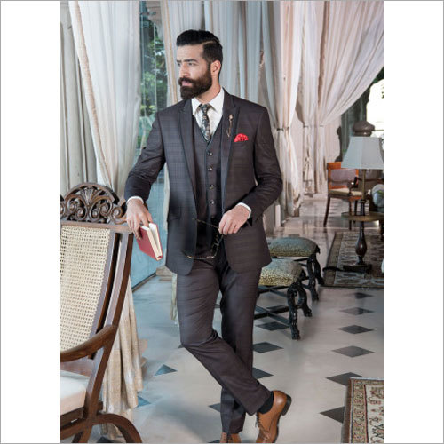 Dark Brown Checkered Suit