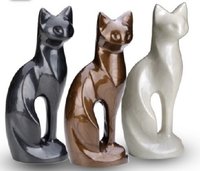 White Pewter Cat Urn