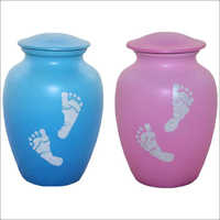 Keepsake Urn - Aluminium, 3 Inches High, Color Foot Print | Handmade, Coated Finish, Brass And Other Material