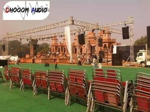 Metal Stage Truss 40x60 - CR Grade MS Pipe, 400x400x3010 mm Beam, Aluminium Silver Paint | Durable, Lightweight, Portable, Stable