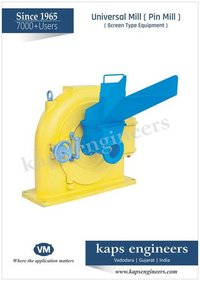 Pin Mill - Screen Type PP - 302 10 to 15 H.P. 100 to 4000 kgs/hr Capacity 30 to 150 Mesh Fineness Versatile Grinding Applications for Soft to Semi-Hard Materials