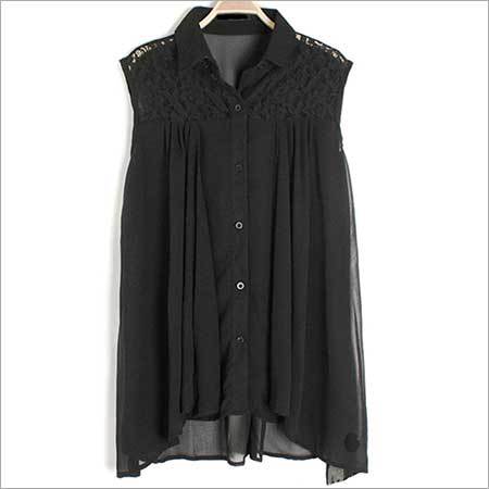 Black Polyester sleeveless Top