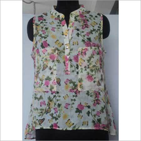 Sleeveless Printed Chiffon Top