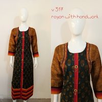 Rayon Girls Ethnic Wear With 3/4 Sleeves - Color: All Type