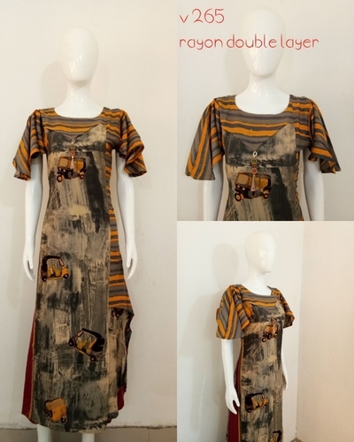 Fancy Kurti - Rayon Material, 3/4 Sleeve Style - Color: All Color