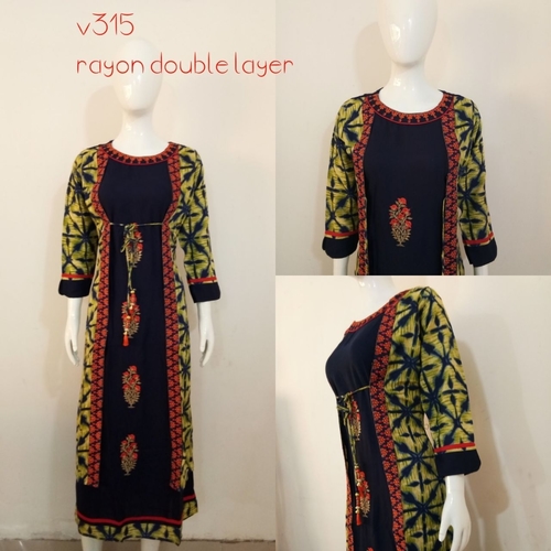 Rayon 3-4Th Sleeve Top For Girls - Color: All Color