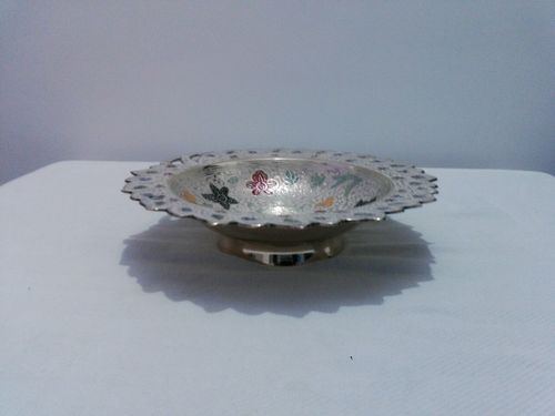 Enamel Fruit Bowl - Brass, 10 Inch Diameter, Multicolored | Elegant Design, Durable, Easy Cleaning