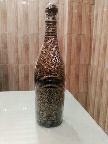 Brass Wine Bottle - 12x4 Inches Black Finish | Elegant Design Handcrafted Decorative Piece Unique Gift