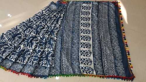 All Hand Block Cotton Malmal Saree