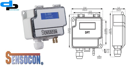 Sensocon USA Series DPT1-R8 - Range -0.25 - 0.25 in WC