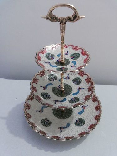 Brass Enamel Cake Stand