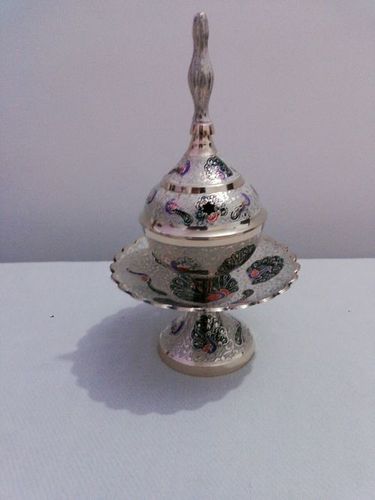 Brass Enamel Colored Sugar Bowl