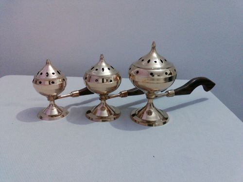 Brass Incense Burner With Wood Handle