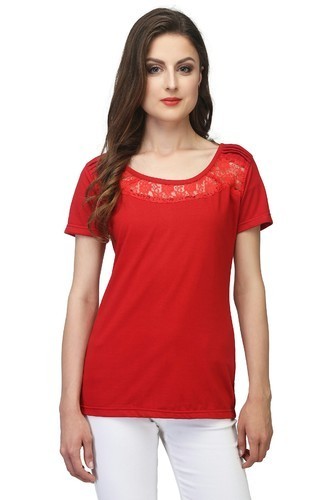 Ladies Fancy Red Color T-Shirt