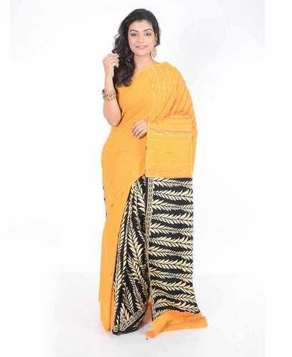 Yellow Fancy Khesh Cotton Sarees