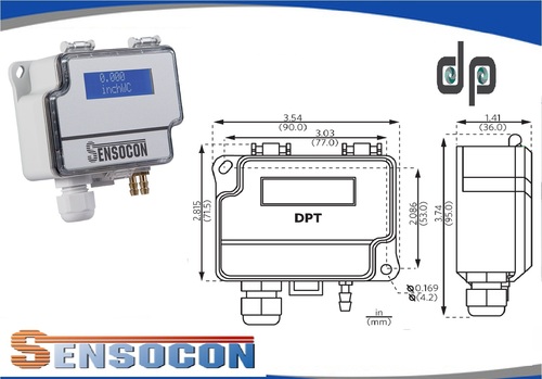 Sensocon USA Differential Pressure Transmitter Series DPT1-R8 - Range  0 - 250 Pa