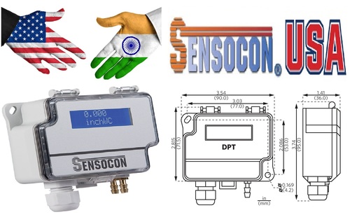 Sensocon USA Differential Pressure Transmitter Series DPT10-R8 - Range -12.5 - 12.5 mbar