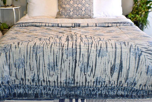 Same As Picture Block Print Dabu Kantha Bed Cover