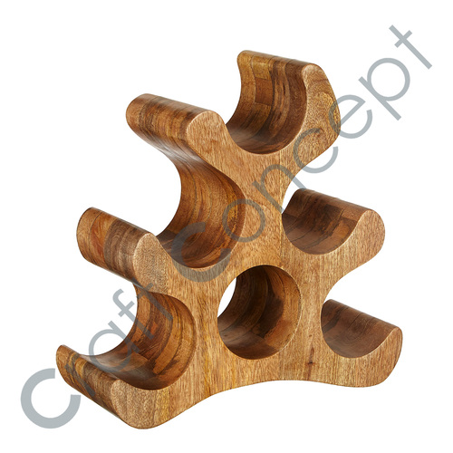 Flame Wooden Wine Rack - Handcrafted Eco-Friendly Wood, Elegant Pyramid Design, Holds 6 Bottles | Ideal for Home Bar and Contemporary Decor