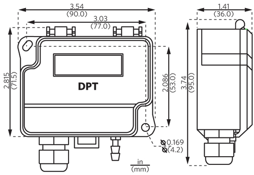 Sensocon USA Differential Pressure Transmitter Series DPT30-R8 - Range  -5.0 - 5.0 inWC