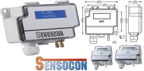 Sensocon USA Differential Pressure Transmitter Series DPT10-R8  - Range   0 - 1.0 inWC