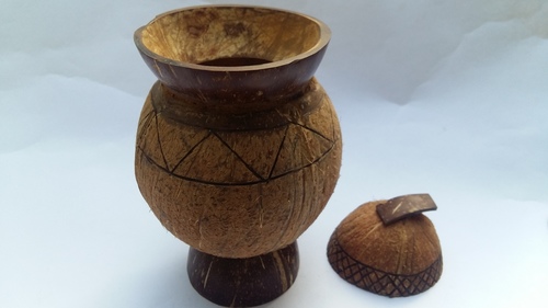 ECO-FRIENDLY HANDMADE NATURAL COCONUT SHELL MUG WITH DESIGN & NATURAL COLOR -BIG