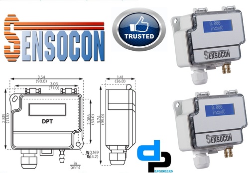 Sensocon USA Differential Pressure Transmitter Series DPT10-R8 - Range 0 - 254 mmWC