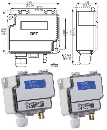 Sensocon USA Differential Pressure Transmitter Series DPT30-R8 - Range  0 - 254 mmWC