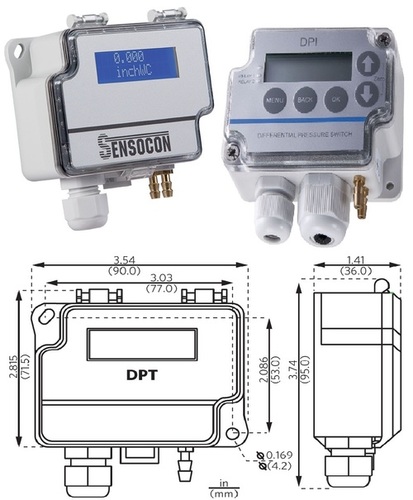 Sensocon USA Differential Pressure Transmitter Series DPT30-R8 - Range  0 - 635 mmWC