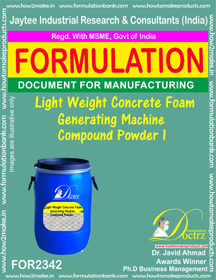 Lightweight Concrete Foam Generator Machine - Compound Powder-1 Downloadable eBook with Formula and Manufacturing Process Guide