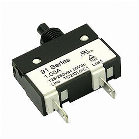 91 Series Thermal Circuit Breaker with 1.0 to 10.0A Current and 125250V AC, 50V DC Voltage