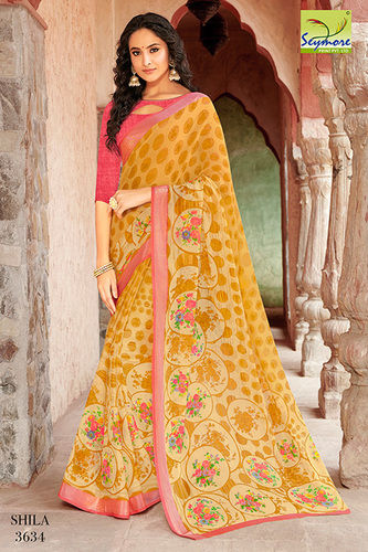 Protea Saree - Lime Yellow