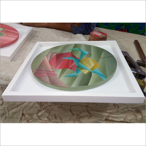 Design For Framing - Wooden Square Painting Frame | 4-6 Inches Thick, White Color, Hanging Type Mounting