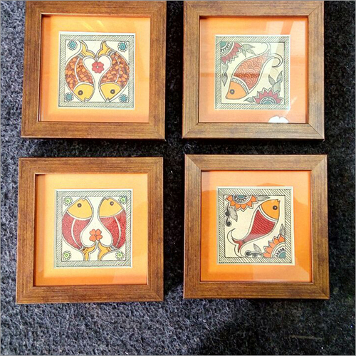 Design For Framing - Wooden Square Painting Frame | Golden Color, Indian Regional Style, 2-6mm Hanging Type, Perfect for Art Displays