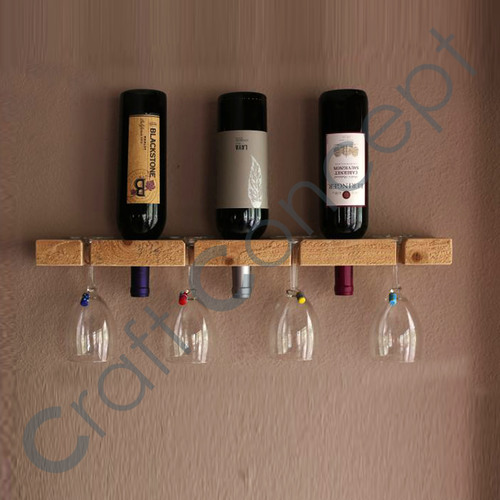 Wall Wine Stand - Bamboo Wood, Contemporary Design | Eco-Friendly, No Assembly Required, Ideal for Outdoor Bar Furniture