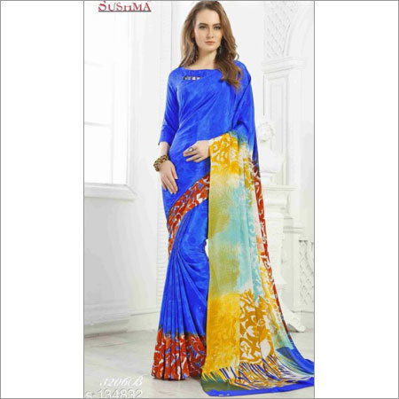 Ladies Partywear Crepe Saree