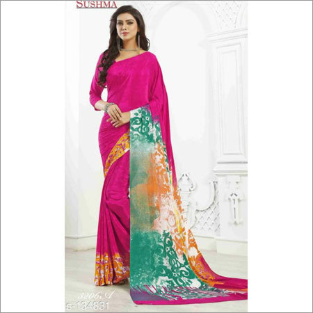 Ladies Party Wear Crepe Saree