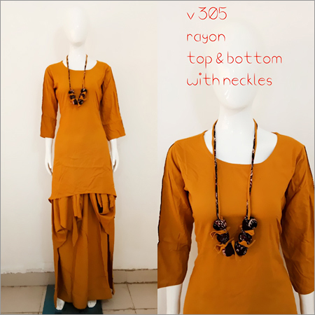 Kurtis Full Set Top Bottom With Necklace