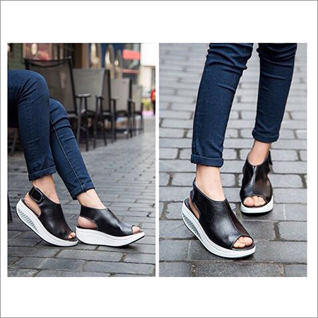 Ladies Black Wedges Sandals